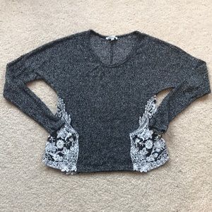 Black top with white lace detail